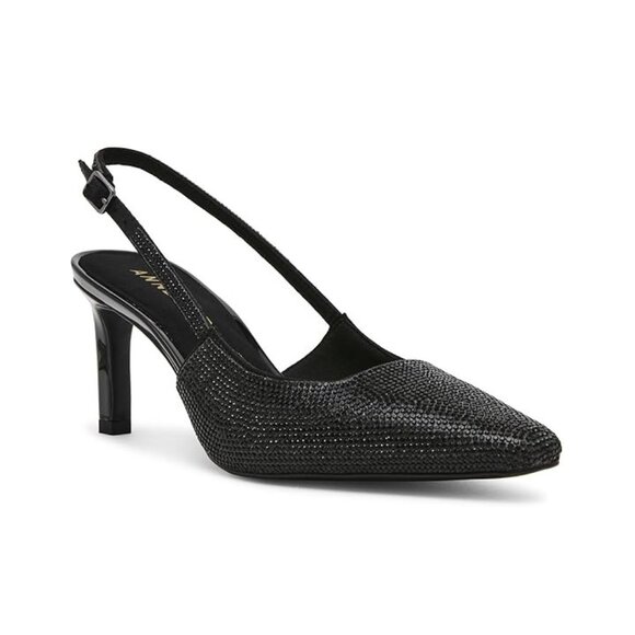 Anne Klein Women's Rosel Snip Toe Slingback Dress Pumps - Black Crystal - Picture 7 of 7